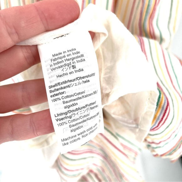 MADEWELL Button-Back Tiered Textural Rainbow Stripe Sun Summer Casual Dress - Picture 9 of 9